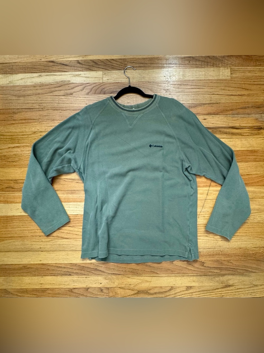 Vintage Columbia Sportswear Olive Waffle Knit Thermal Crewneck